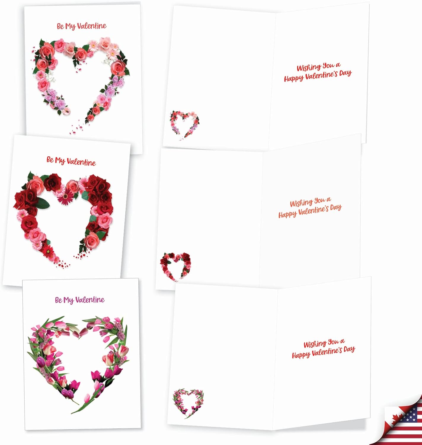 The Best Card Company - 20 Assorted Valentine's Day Cards Bulk (4 x 5.12 Inch) - Boxed Greetings (10 Designs, 2 Each) - Heart Blooms AM3180VDG-B2x10 - Image 4