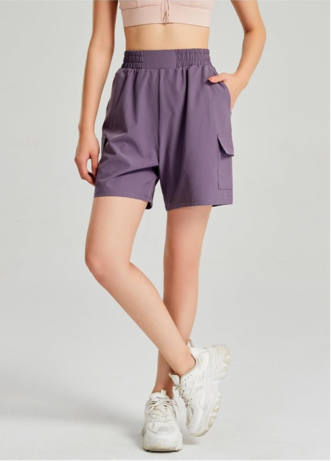 Women's Lightweight Cargo Shorts Green Waterproof Quick Dry Cargo Shorts for Summer Outdoor with Pockets