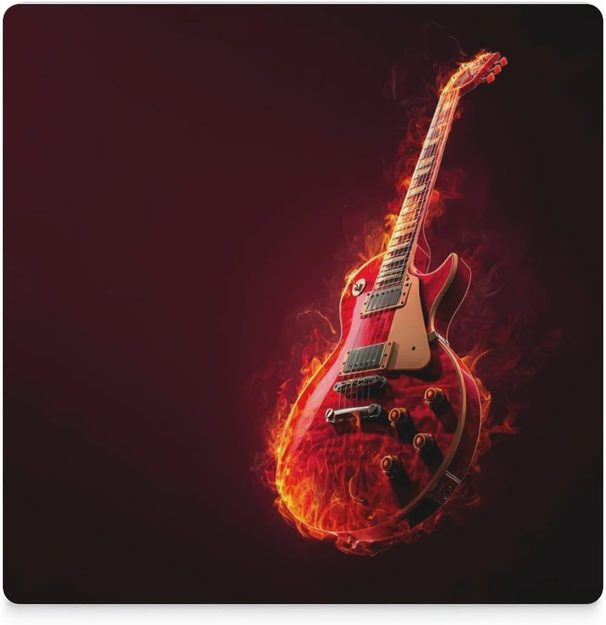 Flame Guitar Coaster for Drinks Square Ceramic Table Coasters Stone Mat Crafts 4PCS Home Kitchen Decor