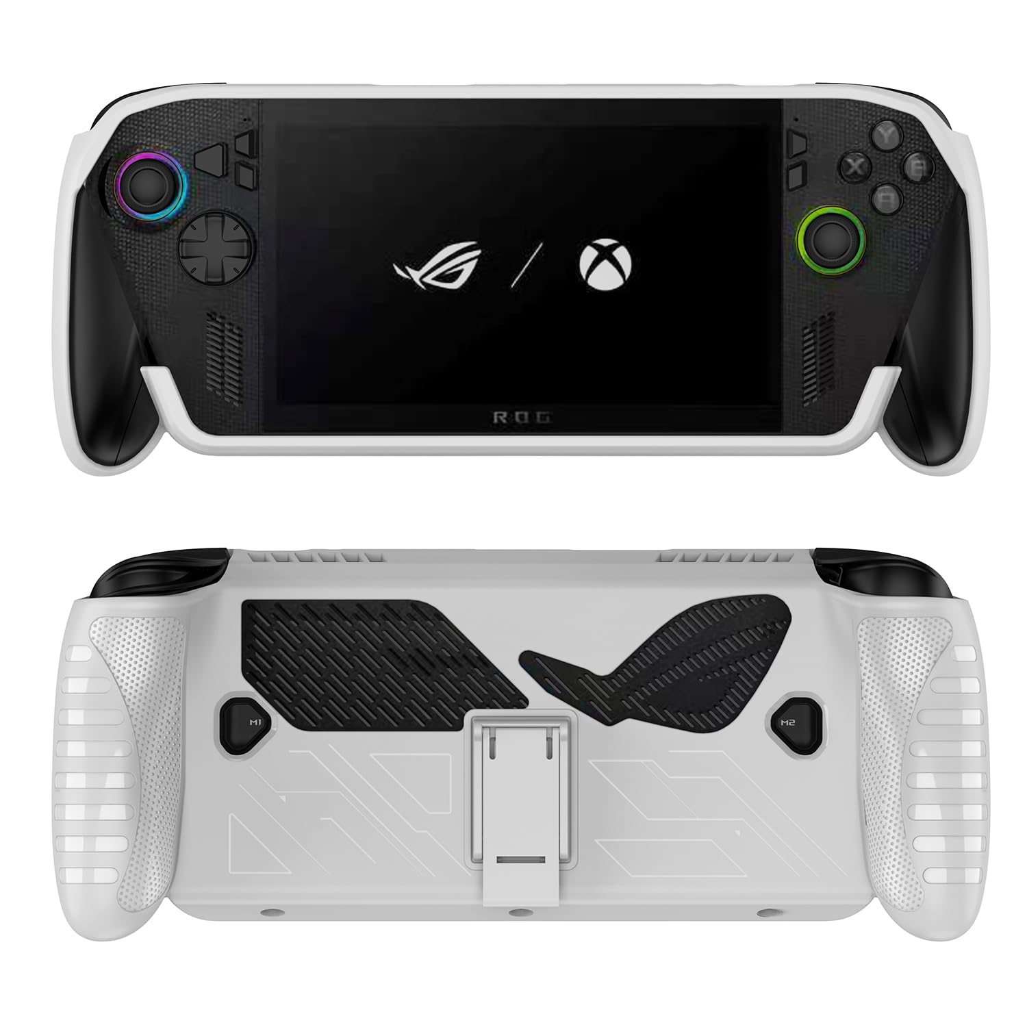 CDCHGAM Kit di protezione completo per ROG Xbox Ally X 2025 - Custodia in TPU con supporto, custodia per il trasporto e 2 pellicole in vetro temperato, set di custodie protettive