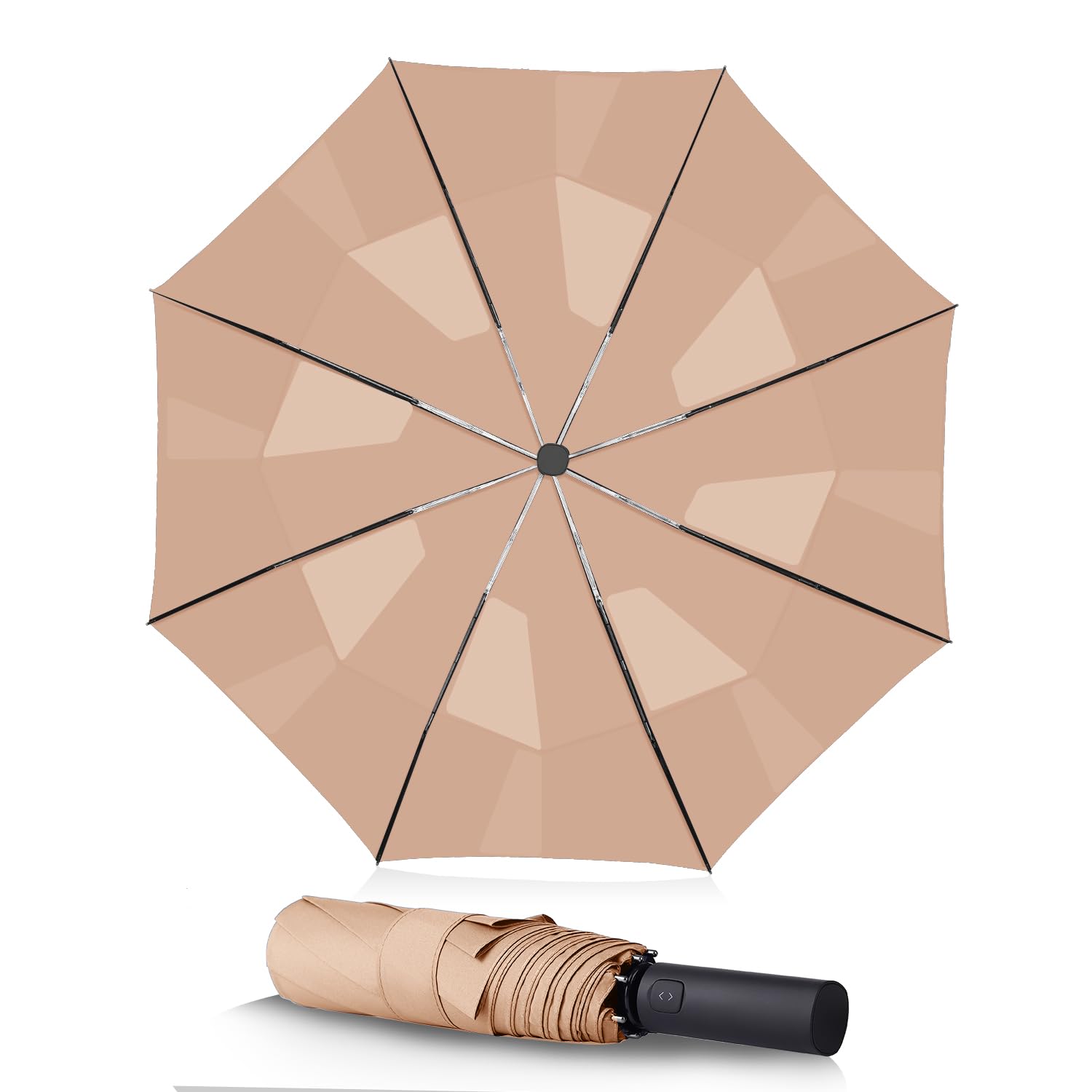 BAODINI Windproof Umbrella for Rain Folds Easily Automatic Open Close 46 inch Compact Travel Portable Umbrella for Men and Women