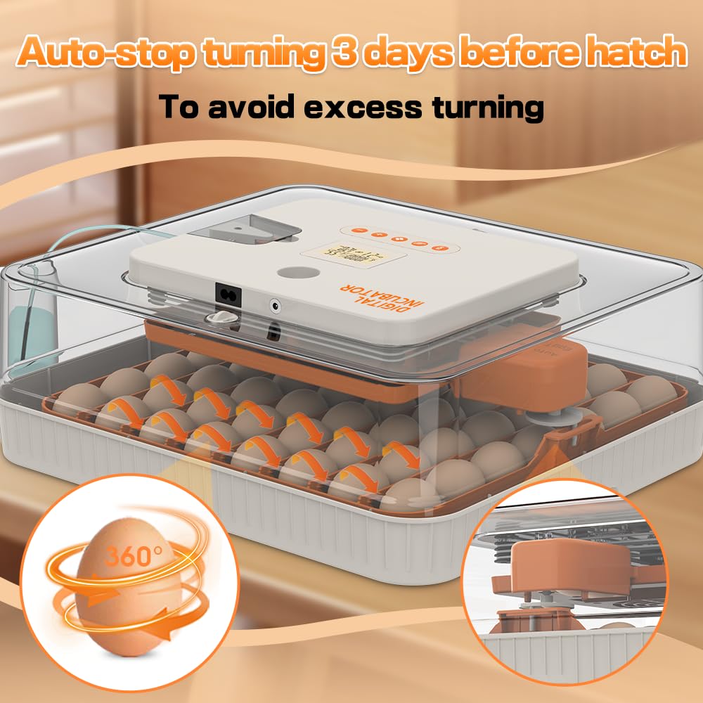 56 Incubadora de huevos – Trituradora automática de aves de corral para huevos de pollo/pato/ganso con giro automático, control de temperatura y humedad, candelabro incorporado, máquina de