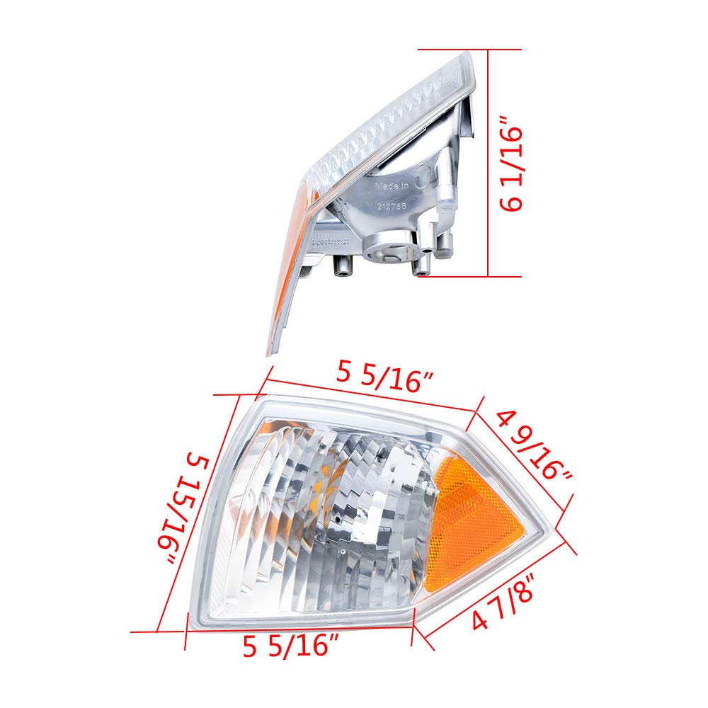 AMOPACORP 2X Left Right Side CornerTurn Signal Cover ABS Housing Clear Amber Lens Parking Light Compatible with Jeep Compass MK49 2007-2010
