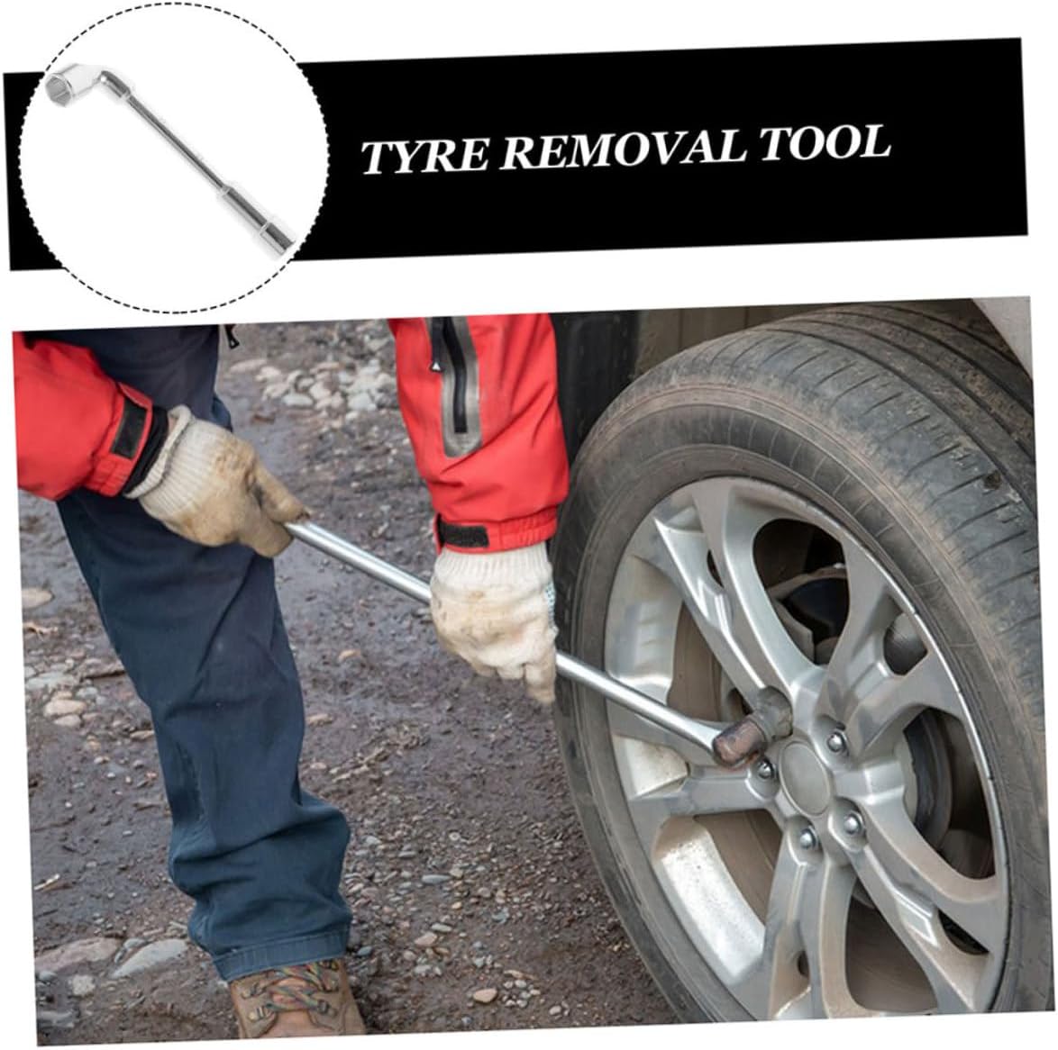 L-shaped Socket Wrench 21mm Angled Socket Tire Repair Tool Spare Tire Wrench for Automotive and Motorcycle Maintenance
