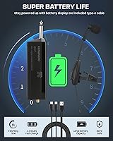 Vista 7 de Micrófono de saxofón, sistema de micrófono inalámbrico recargable UHF con transmisor y receptor de rango de 196 pies, micrófono de condensador