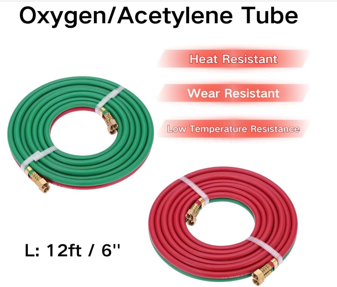 Portable Oxy Acetylene Torch Kit, Complete Welding & Cutting Kit with Oxygen & Acetylene Tanks, Dual Gauge, Regulators & Hoses, Professional Tote Oxygen Acetylene Torch Set for Brazing, Cutting