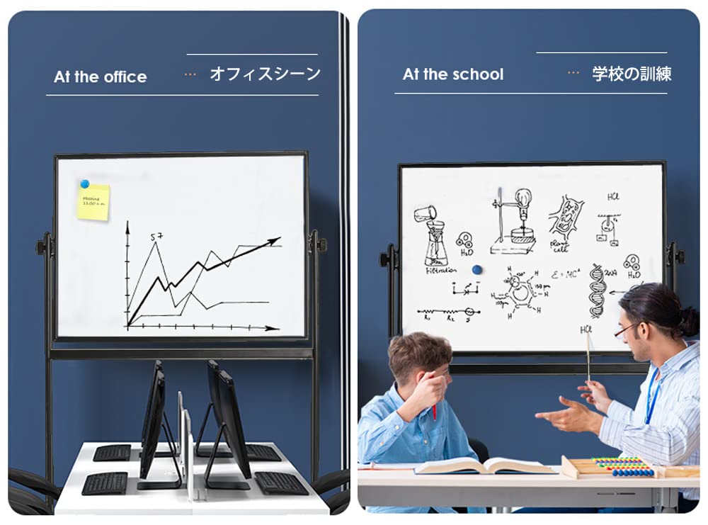 Amazon | ホワイトボード脚付き 両面無地 回転式 角度調整可能