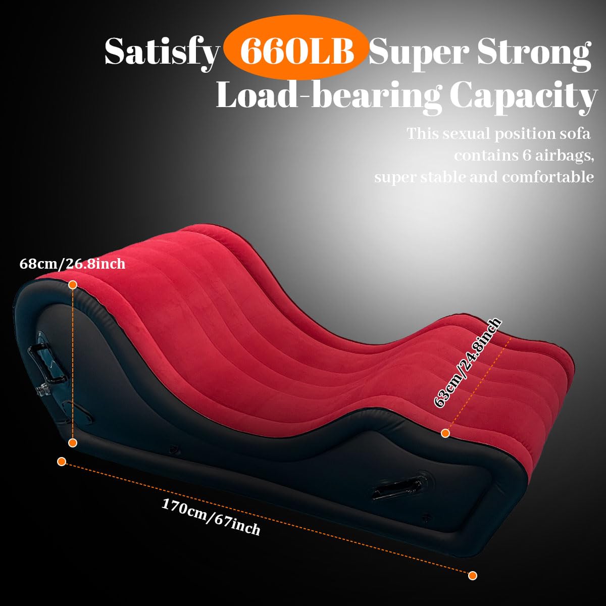 Fauteuil Gonflable Multifonction, Canapé Inclinable Ergonomique avec Pompe à Air Intégrée, Structure Renforcée Grande Capacité de Charge, Confort Haut de Gamme Couleur Rouge