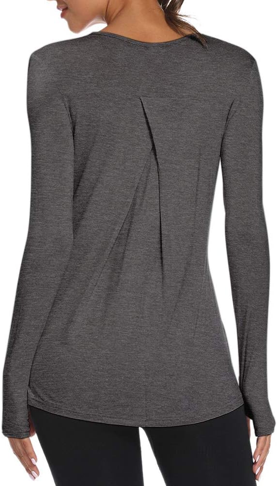Mippo Womens Soft Long Sleeve Workout Athletic Shirts Long Tunic Tops with Thumb Holes - Image 5