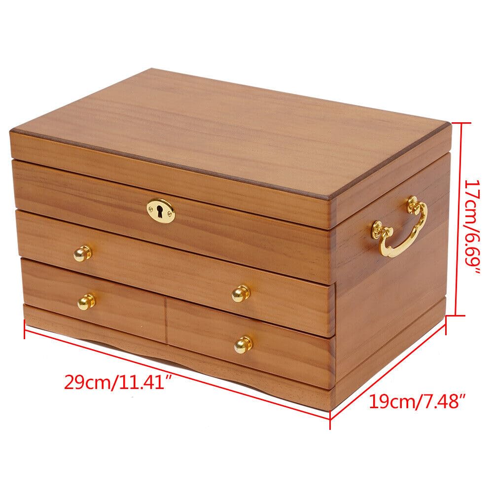 Joyero de madera de 3 niveles, caja de joyería, caja de regalo, para guardar relojes, gafas, joyas, gemelos, eslabones de repuesto, anillos, pendientes