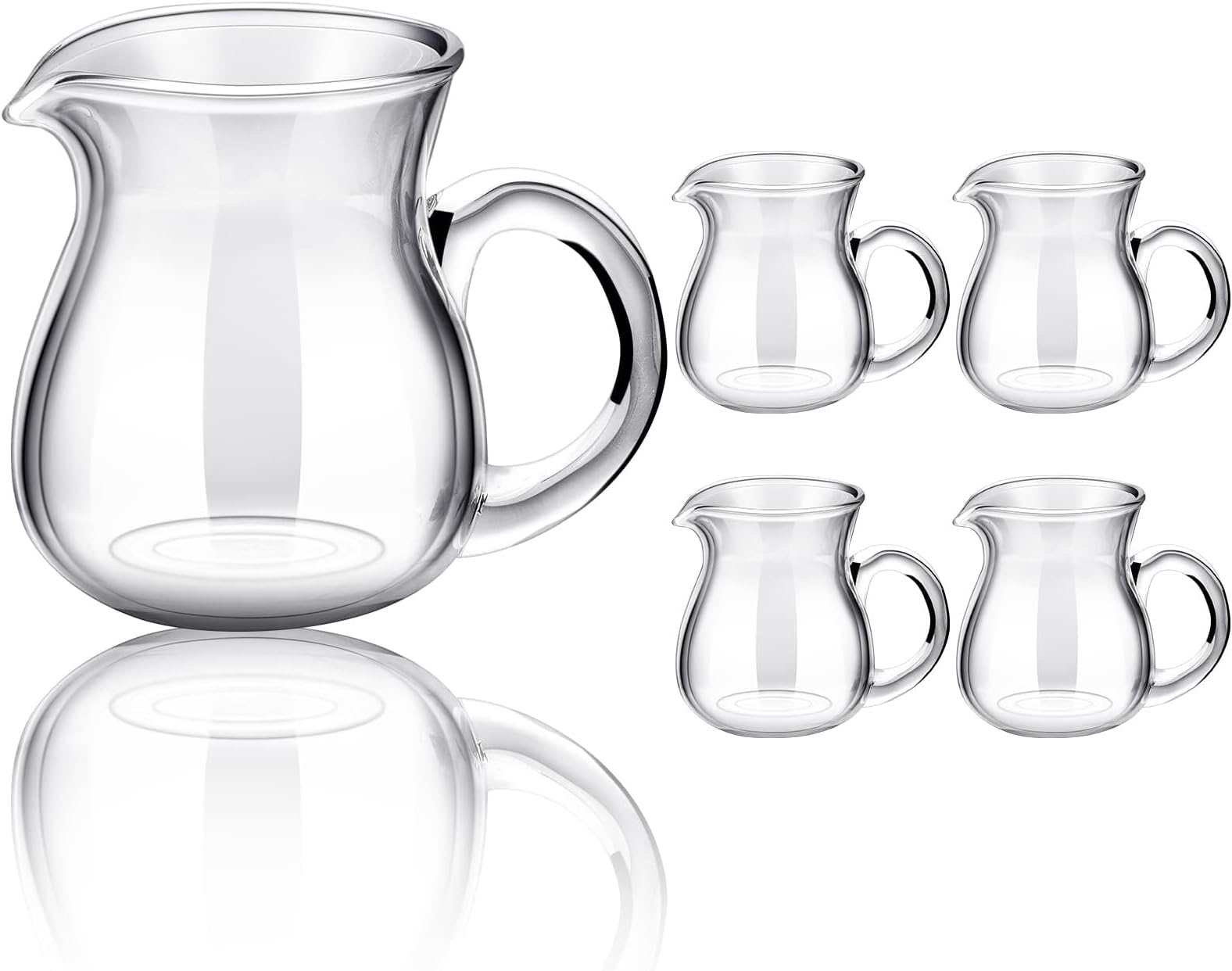 4 Pcs Glass Creamer Cups, , Small Pitcher Use for Milk Coffee, Mini Glass Pitcher with Handle, Classic Espresso Coffee Pot for Milk Coffee Tea Syrup (4 oz)