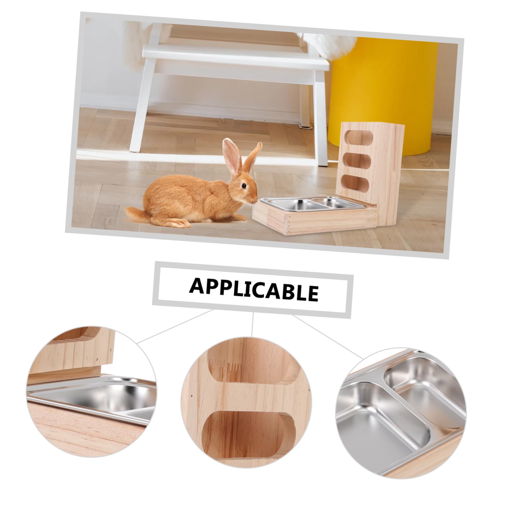 Kaninchenfutternapf 2-in-1 mit Flachem Boden und Edelstahl