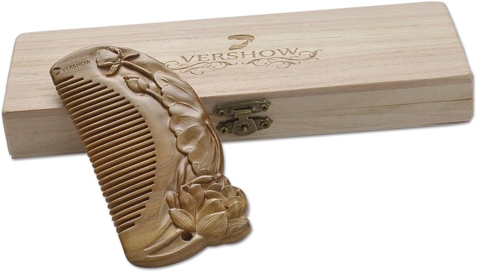 Wooden Combs Hand Carved Sandalwood Beard And Hair Comb - Handmade Natural Verawood Exotic Comb - Anti-Static And No Snag With Wooden Gift Box