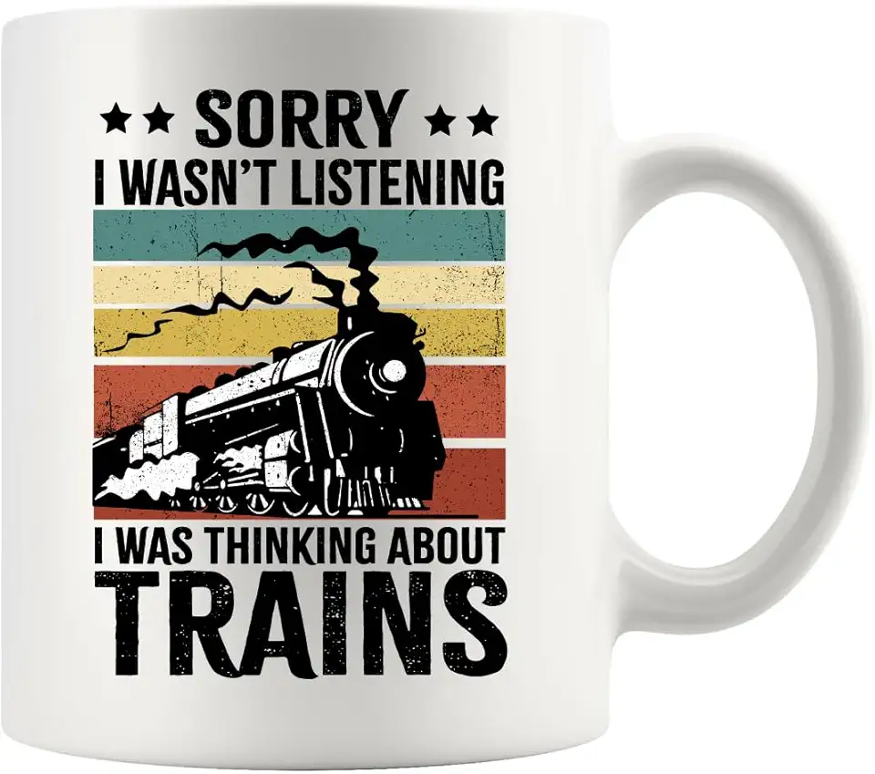 Keramisk mugg med tågmotiv