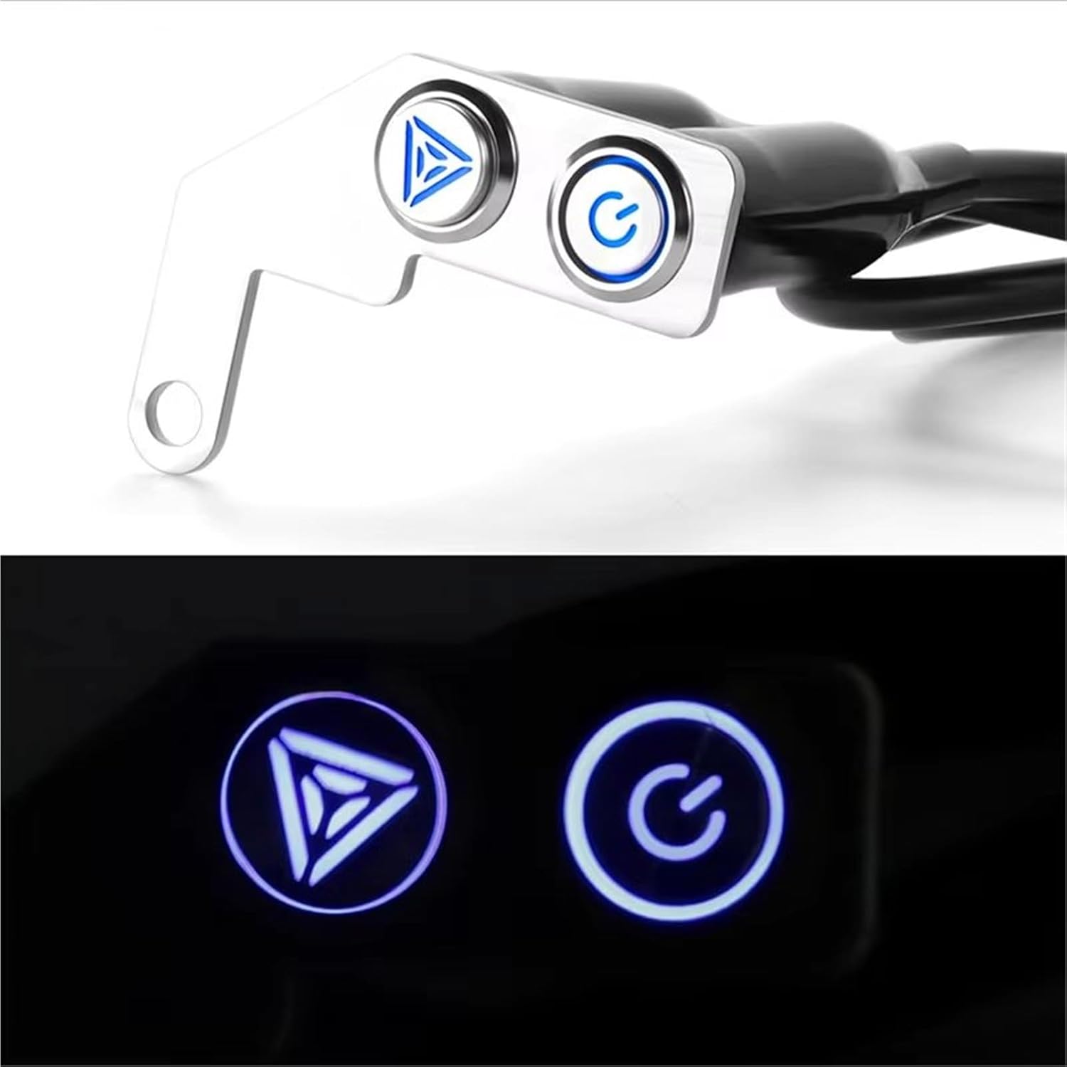 Amazon.co.jp: モーターサイクルスポットライトスイッチ ハンドルバースイッチ ライト/ハザードライト/フォグライト/ヘッドライトとして交換用 ボタン 25mmハンドル取付 指示灯付き バイクメンテナンス交換用品 防水性 オートバイツール : 車＆バイク バイクのイグニッションスタートスイッチ 12V オートバイスイッチボタン ステンレススチール ブルー インジケータースポットライト