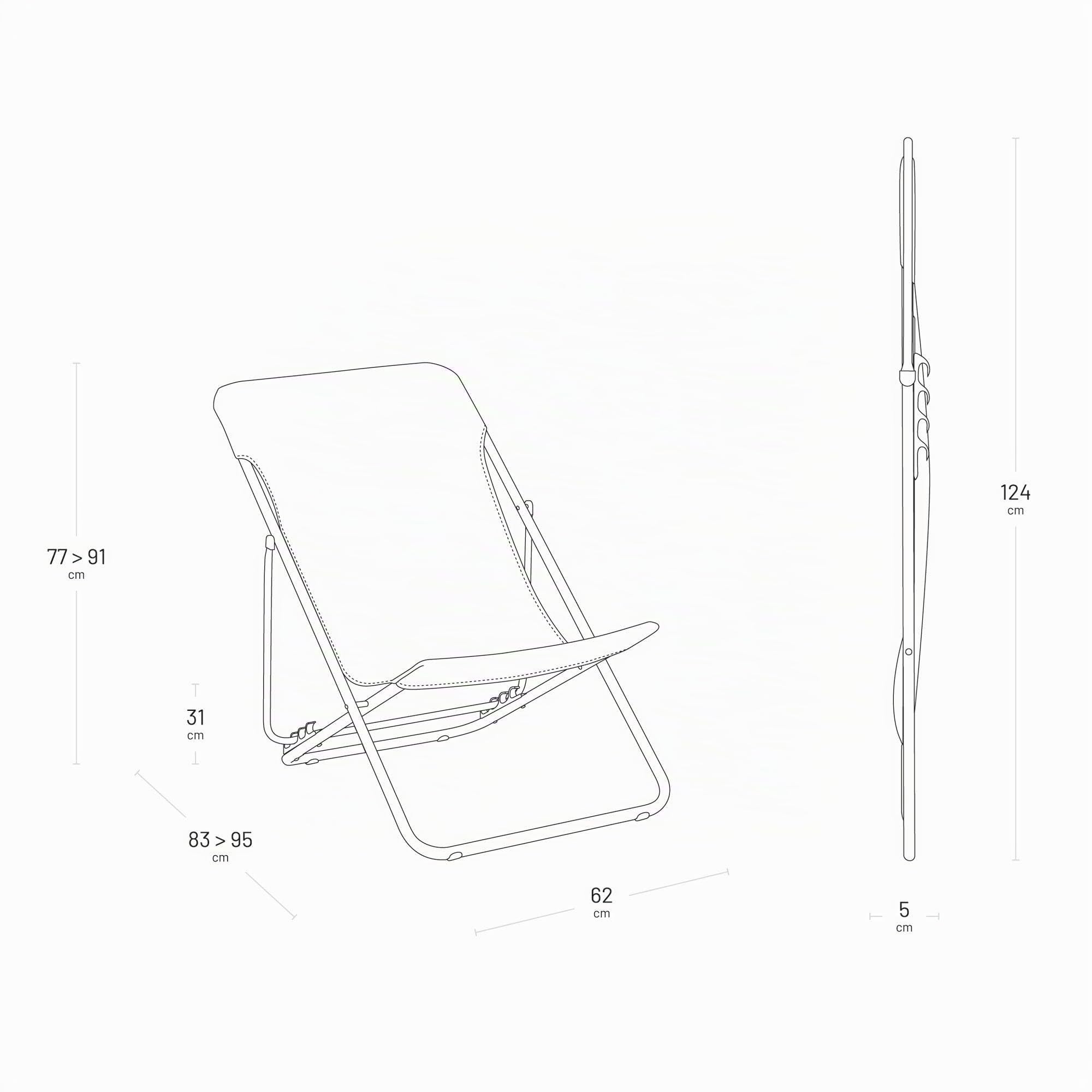 Lafuma - Transat Jardin Pliant Multi-Positions : Largeur 58 cm