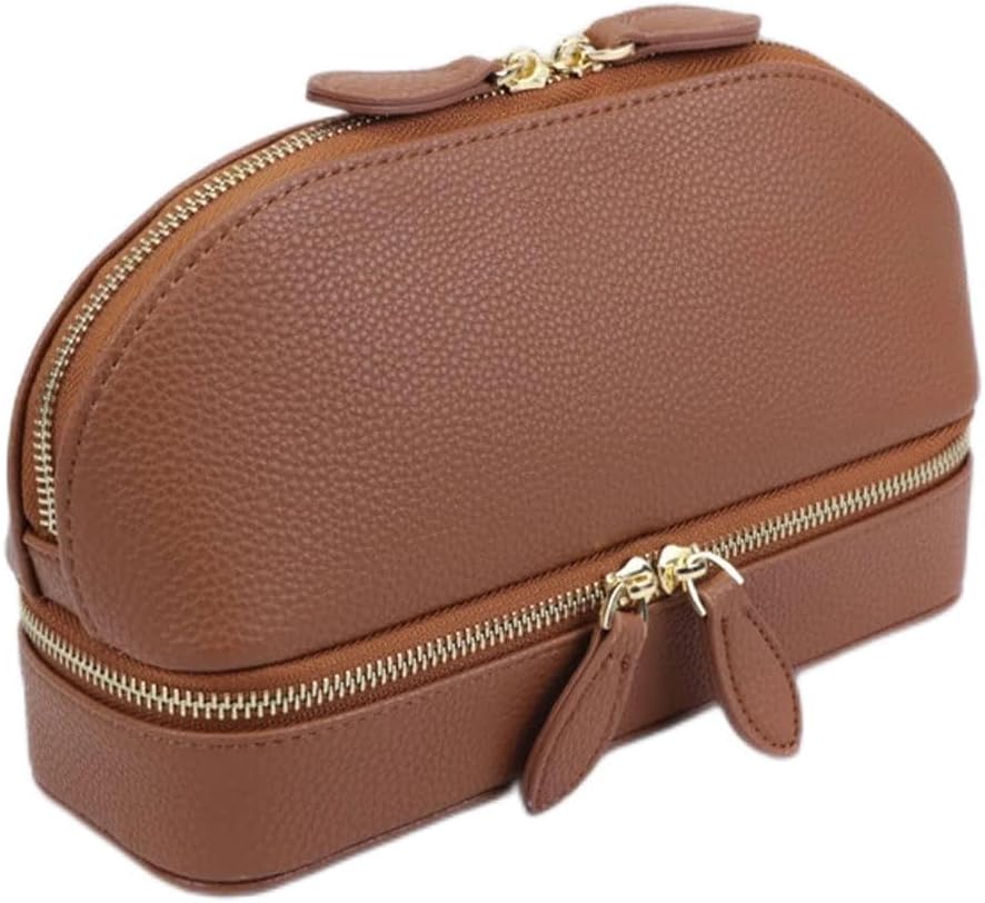 Personalized Cosmetic Bag Pu Leather Women Travel Makeup With Jewelry Organizer Case 2 in 1 Ladies Clutch Pouch