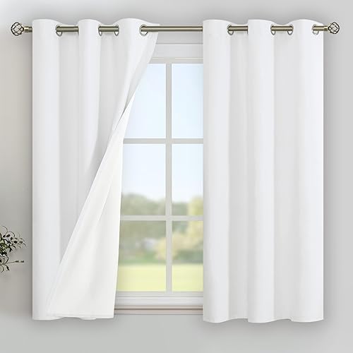 Miniatura 13 de YoungsTex Cortinas 100% opacas de lino natural de 84 pulgadas de largo para dormitorio, cortinas con aislamiento térmico con ojales, oscurecimiento