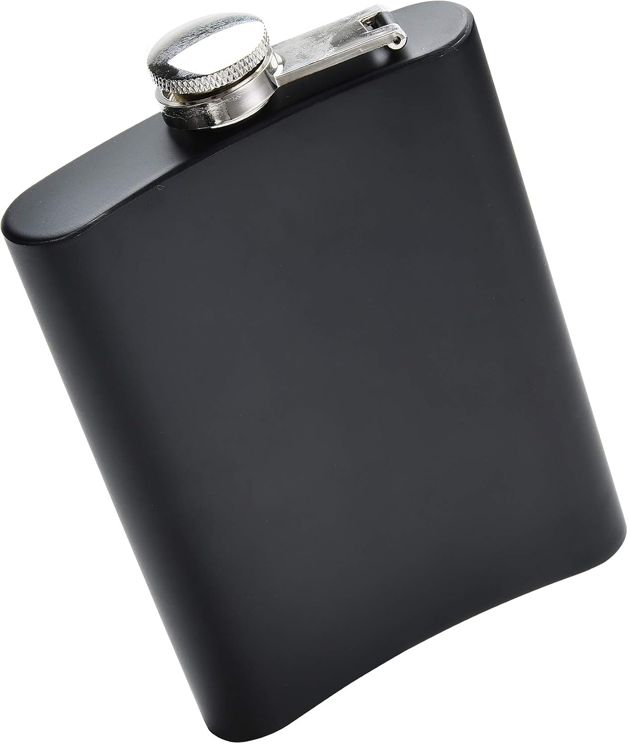 Black Flask Stainless Steel with Funnel,8 Oz, Set of 8