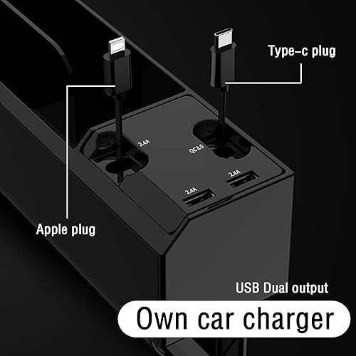 Miniatura 4 de jeseny Paquete de 1 organizador de espacio para asiento de automóvil con tipo de carga rápida QC30  2 puertos USB cable Apple caja de almacenamiento
