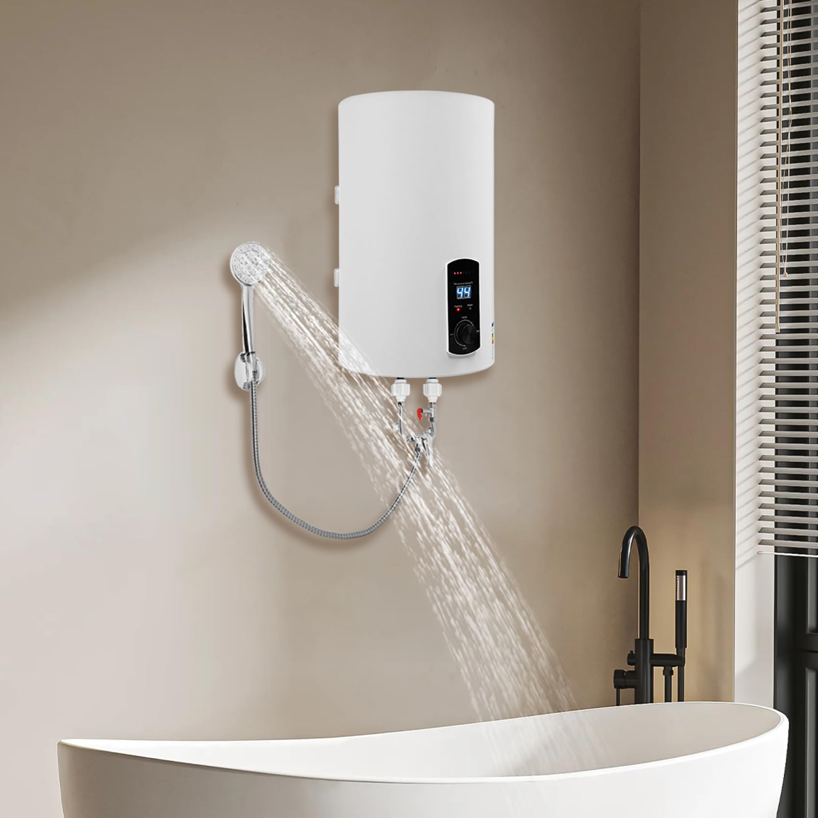 Scaldabagno Elettrico Istantaneo da 2 KW, 30 L, Moderno, Bianco, A Parete