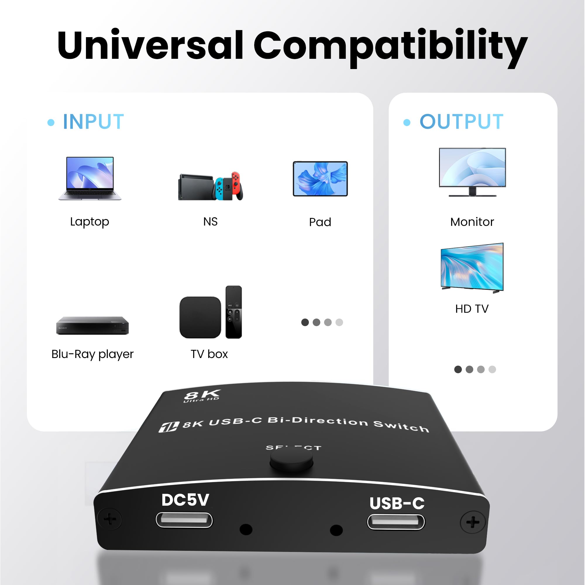 HDTeka Bi-Directional USB C Switcher with 3 Thunderbolt 4 Cable
