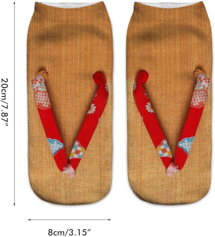 Srliya 4 Pairs Funny Flip Flop Socks, Manicure Print 3D Pattern Sock Sandal Printed Low Cut Ankle Sock Running Yoga Socks