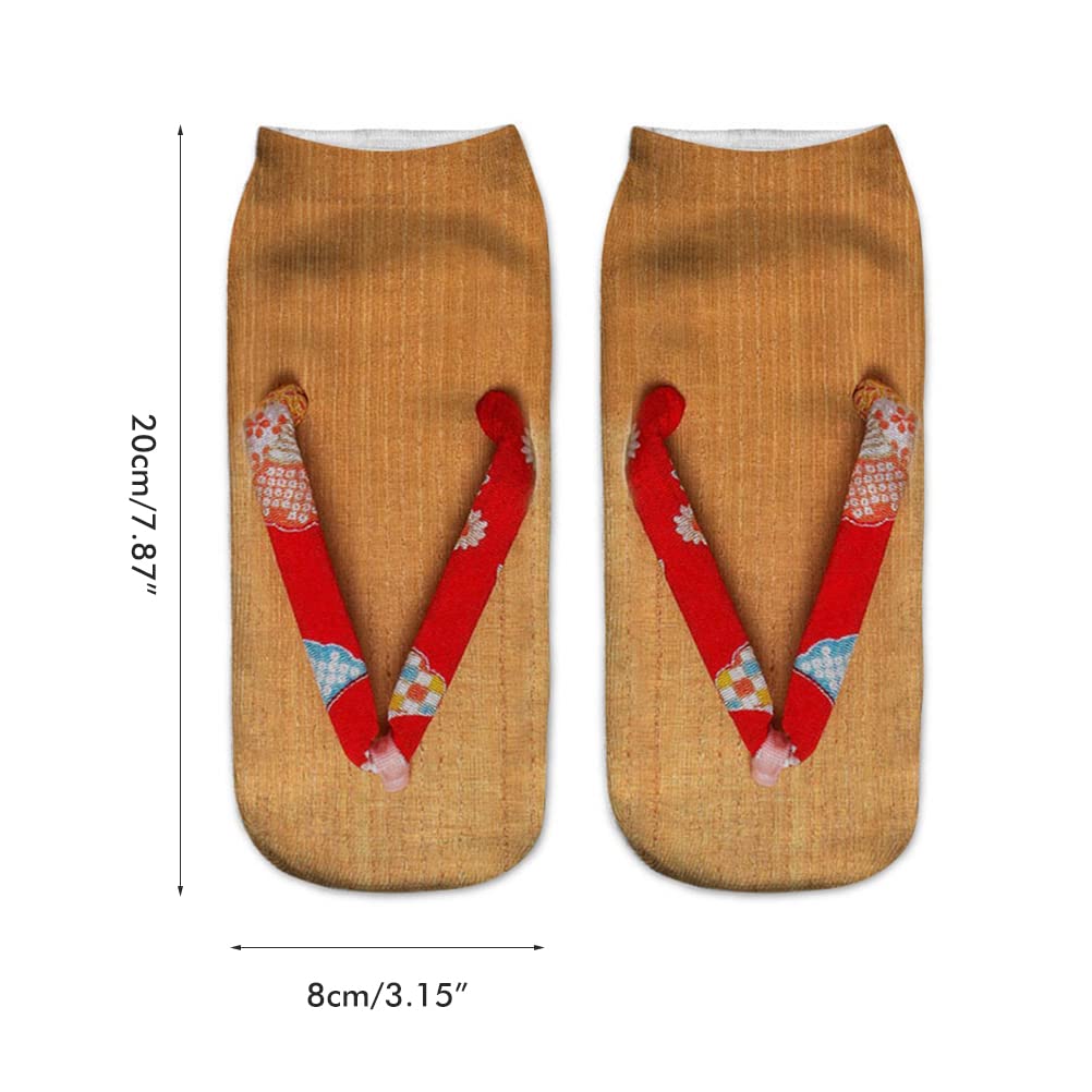 ICRPSTU 4 Pairs Funny Flip Flop Manicure Print Socks 3D Pattern Socks Sandal Printed Socks Low Cut Ankle Socks Running Yoga Socks