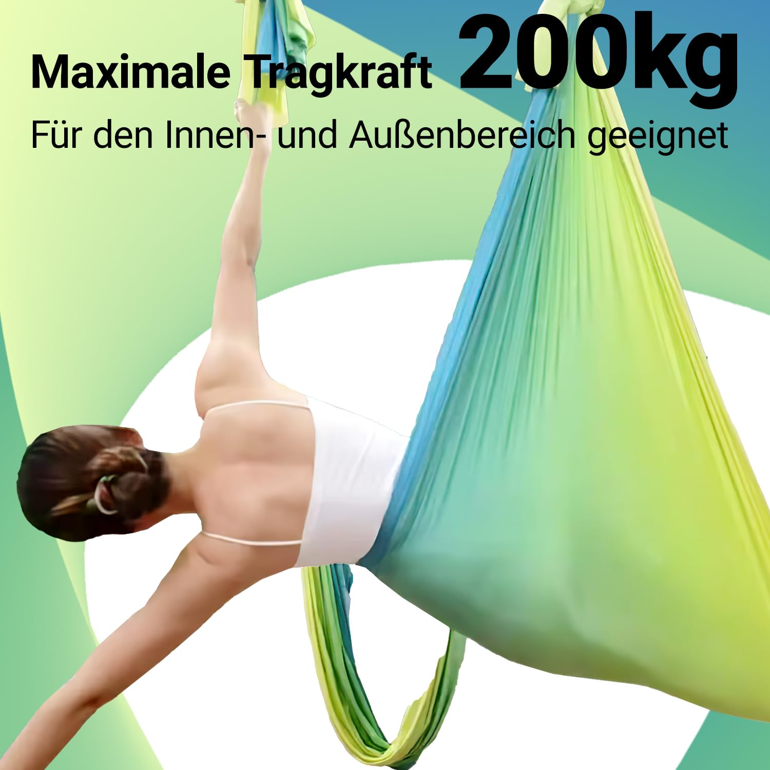 Aerial Ensemble de hamac, balançoire, serviette de yoga aérien, tissu à bascule, capacité de charge maximale de 200 kg, avec ferrures