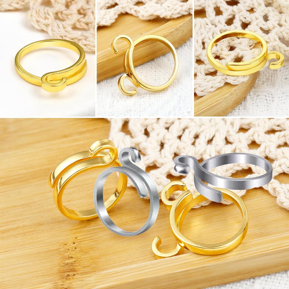 Anneaux Crochet 8 Anneaux De Crochet Réglables TRKETK - Style Paon Métal - Pour Tricot Et