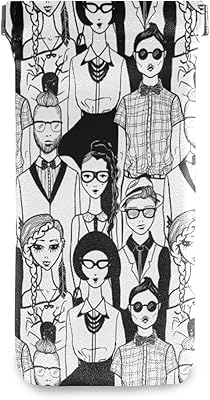 HUSSRITY Eyeglasses Case Hipsters Crowd Sunglasses Pouch Soft PU Leather Squeeze Top Eyeglass Holder Portable Glasses Case For Women Men