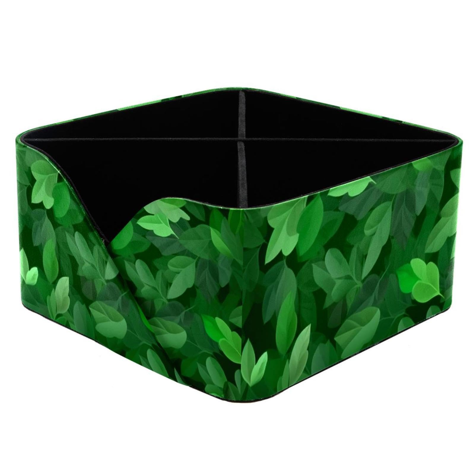 Porte-stylos de bureau et boîte de rangement rectangulaire motif feuilles vertes pour papeterie