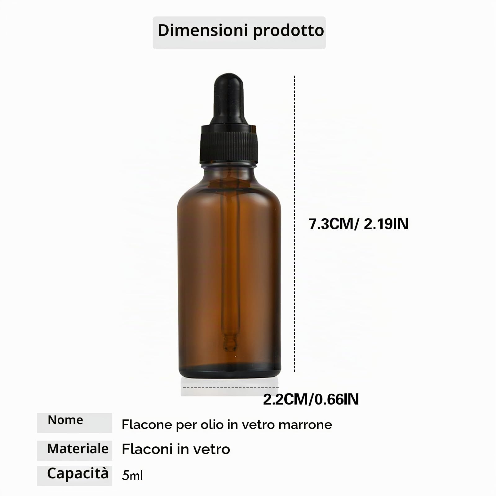 24 PCS Bottiglie con Contagocce in Vetro di Qualità Flaconi Vuoti in Vetro Ambrato da 5 ml per Oli Essenziali e Profumi