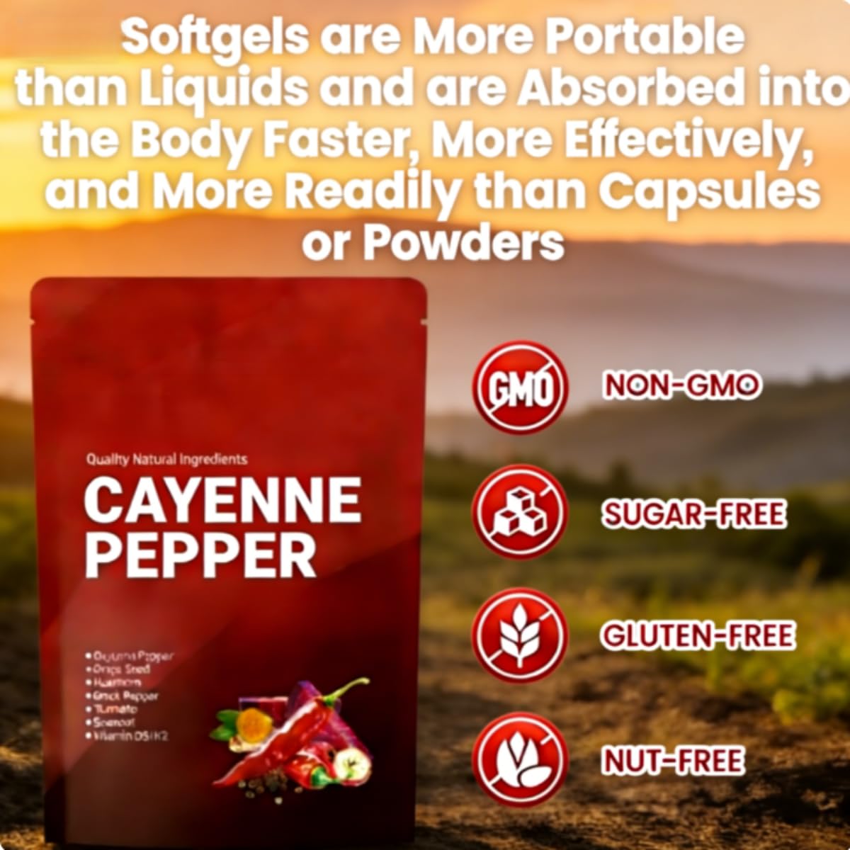 【Pimienta de Cayena】Extraída de hierbas naturales, mejora la energía y vitalidad diaria, ayuda a mejorar el metabolismo y promueve la circulación sanguínea.