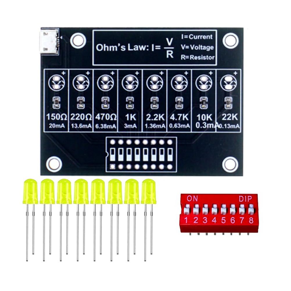 Ijsdnvjndx As Shown Diy Soldering Practice Kit Ohm's Law Current Test Electronic Teaching Lab Practical Train Soldering Kit Practice Board