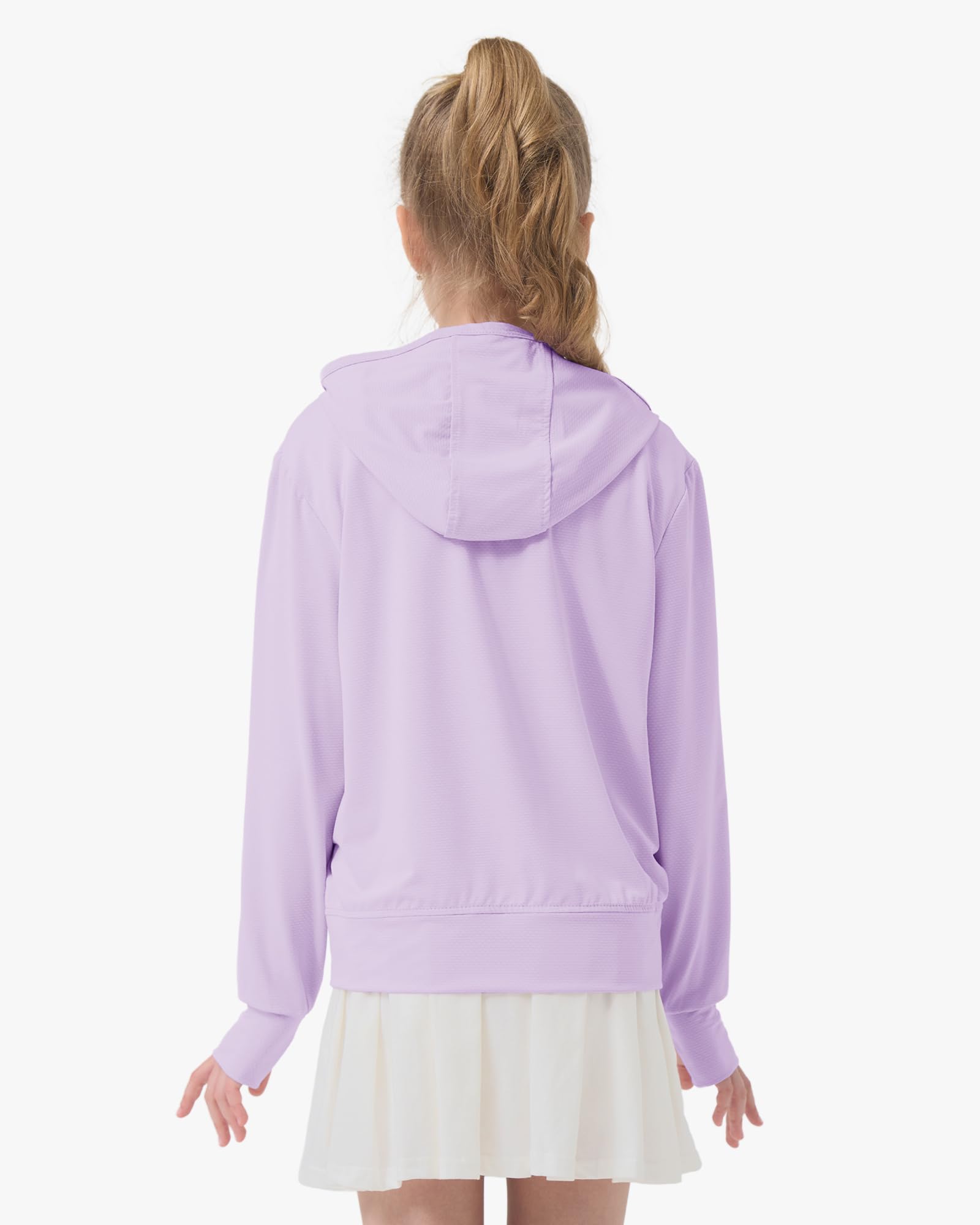 Rolanko Giacca Estiva per Ragazze con Fori per i Pollici Manica Lunga Protezione Solare Asciugatura Rapida Felpa con Cappuccio con Cerniera Top Rash Guard per Bambini
