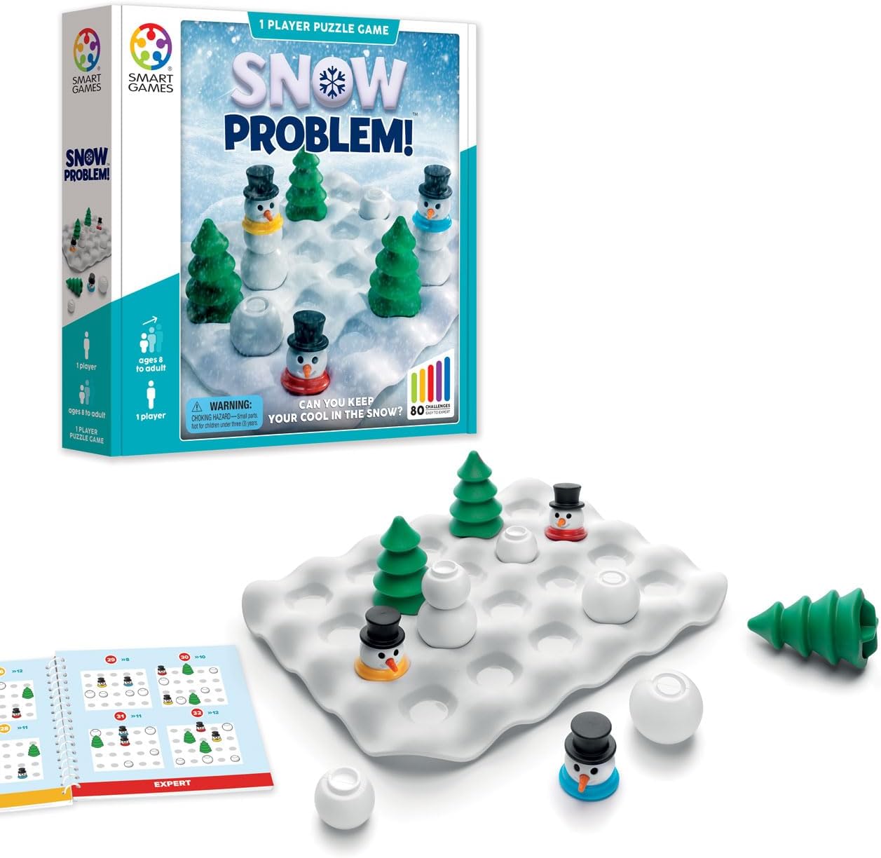 SmartGames Snow Problem – Rolling Snowball Puzzle Game with 80 Challenges for Ages 8+