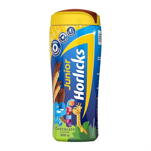 Horlicks Junior Health & Nutrition Drink Chocolate, 500g Jar, Children's health drink for overall growth, Health drink for kids 2 to 6 years