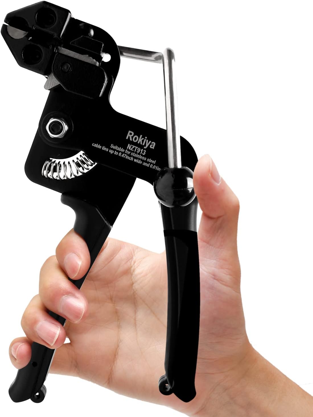 Stainless Steel Zip Tie Gun, Cable Tie Wrap Tensioning Tool with Cutter, Tighten Cut Metal Zip Ties