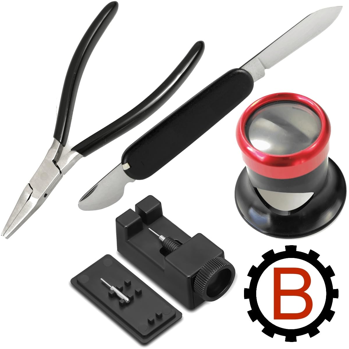 7812 Quick-Sevice-Set Uhrenwerkzeug Set - Uhrenarmbänder wechseln, kürzen, Batteriewechsel und kleine Reparaturen