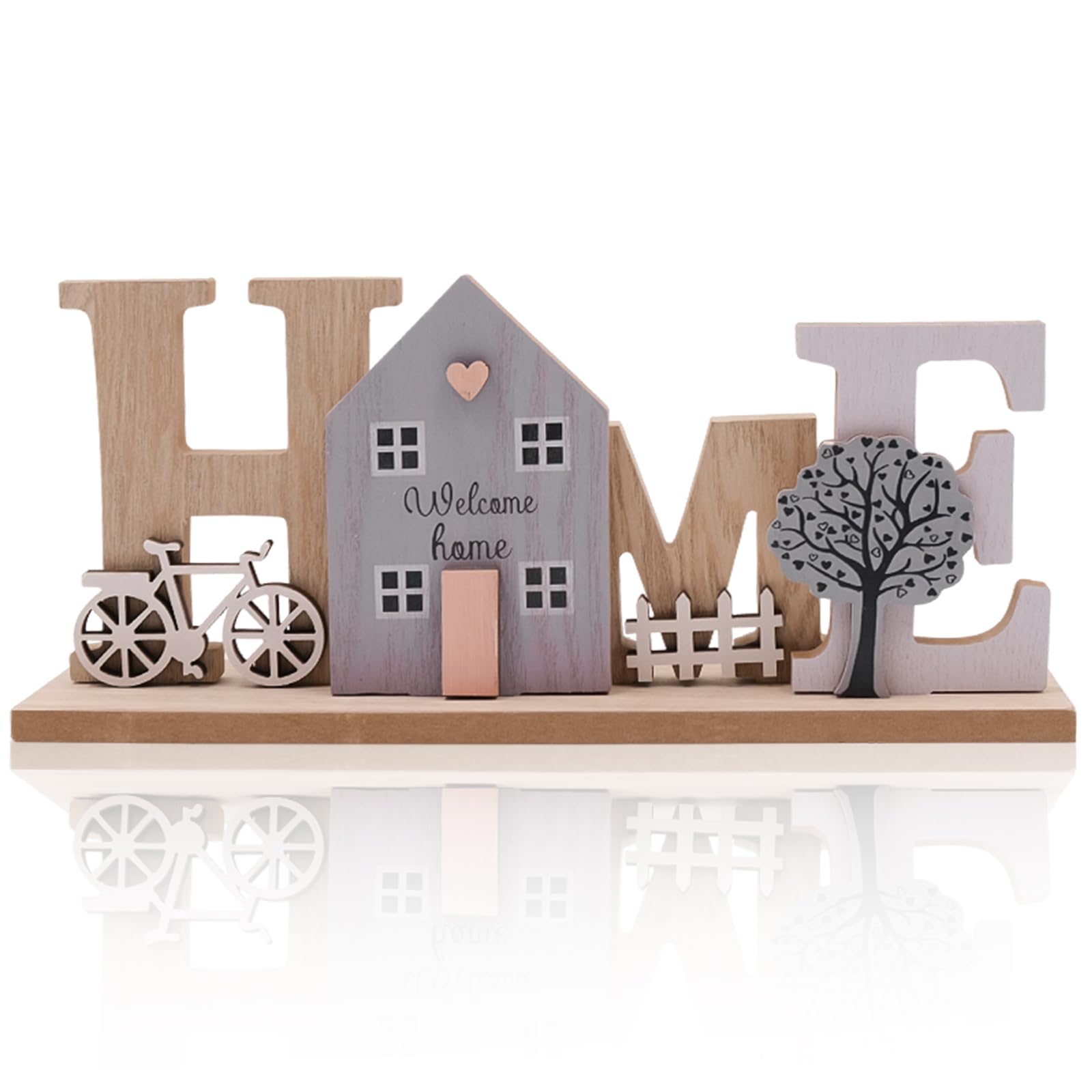 Cisolen Wooden Display Stand Decorative Item Home Decor Wooden Display Stand Lettering Home Stand-Up Decoration for Living Room Window Sill Hallway Bedroom Gift for New Home Christmas Newlyweds