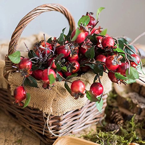 Htmeing Group Of 4 Artificial Rosehip Berries Flower Stem Spray Christmas Picks 13" (Red) #TOP5