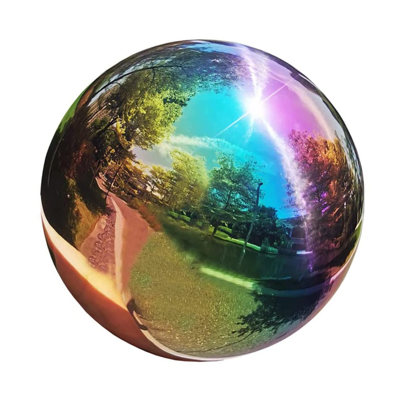 Healvian Garden Anti-wide Ball Outdoor Decor Lawn Ornaments Gazing Globe Mirror Sphere Reflective Stainless Steel Large