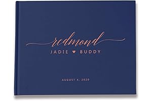 Navy and Rose Gold Wedding Guest Book with Polaroid Slots