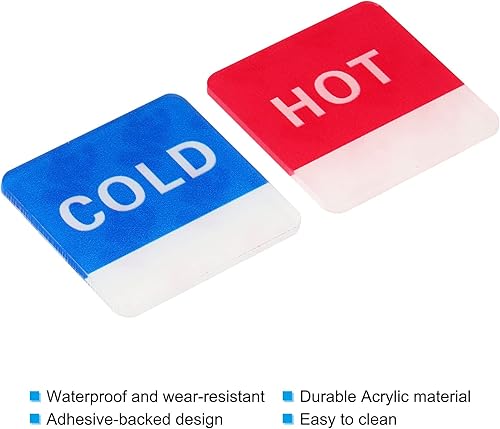 Miniatura 4 de PATIKIL Etiqueta autoadhesiva para agua calientefría, paquete de 3 pares6 calcomanías cuadradas acrílicas para fregaderos de grifos, rojoazul