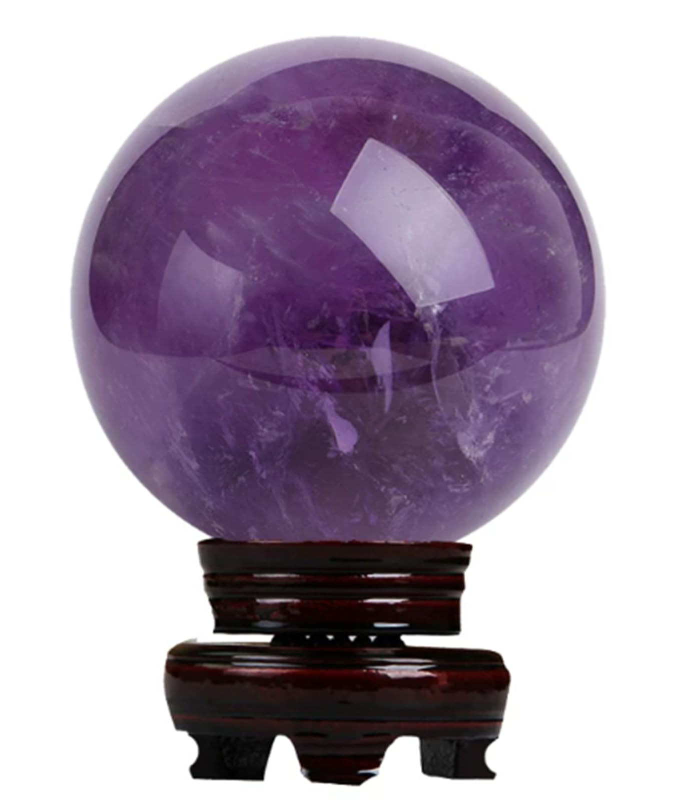 NHDVDVAV Natural Amethyst Ball Sphere with Wood Stand Crystal Ball Desktop Ornament Polished Stone Orb for Divination Meditation Feng Shui Home Decor,1.18"(3cm)
