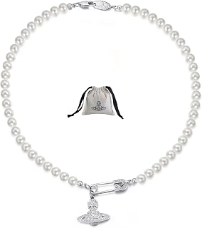 Saturn Necklace Crystal Rhinestone Saturn Necklace,Pearl Choker Necklace for Women Planet Necklace is Perfect Gifts for Women Girls