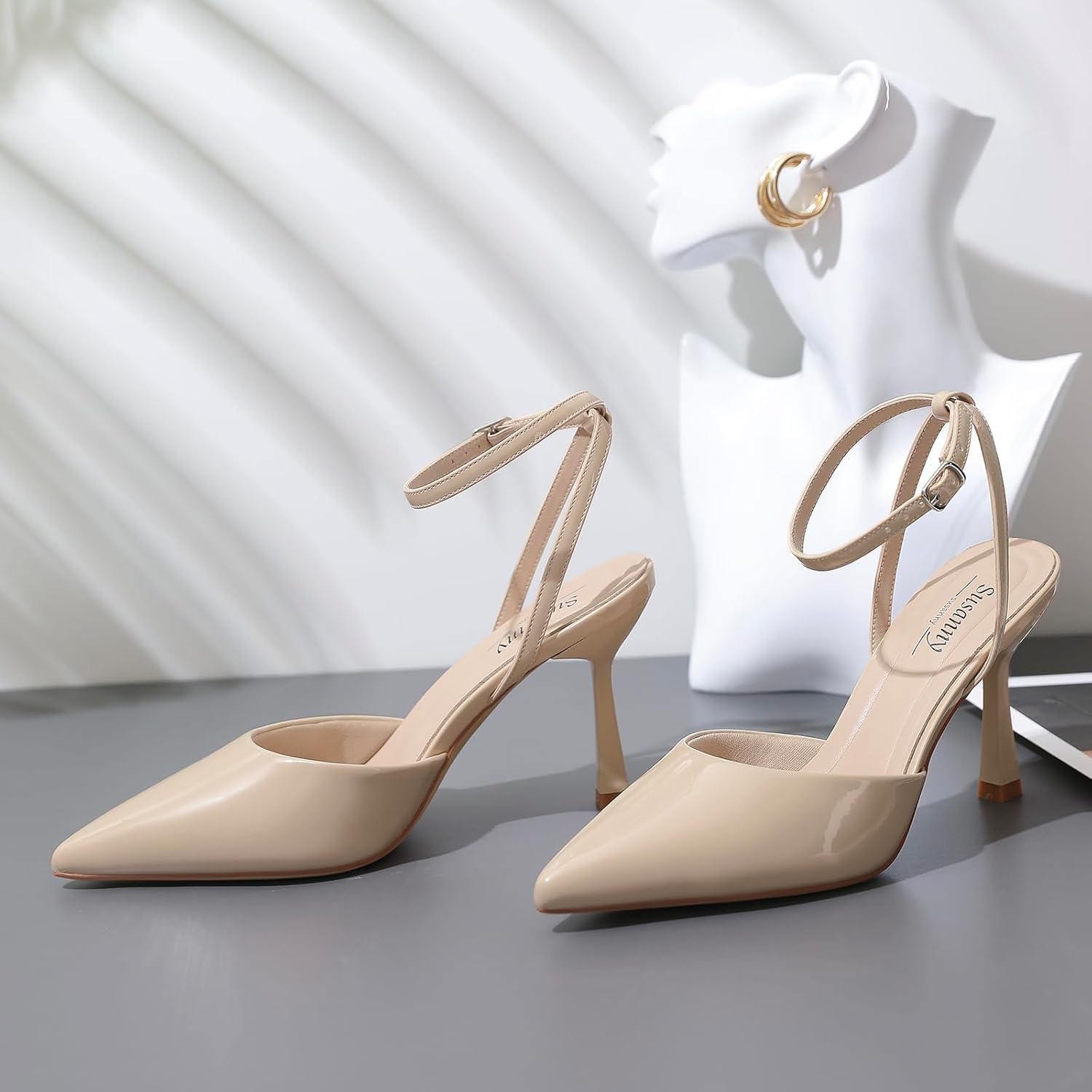 Susanny Heels for Women Stiletto Closed Pointed Toe Backless Dress Shoes High Heels Sexy Kitten Pumps Wedding Guest Party Dance Prom Dressy Comfort Shoes - Image 9