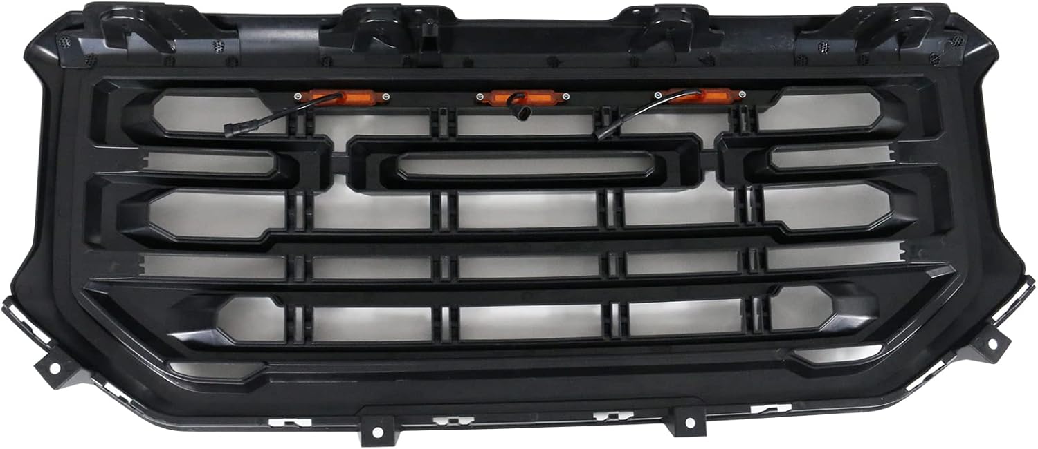 IKON MOTORSPORTS, Gloss Black Truck Grille Compatible With 2016-2019 GMC Sierra 1500, Bolt-On Front Upper Hood Conversion Grill Guard, 2017 2018