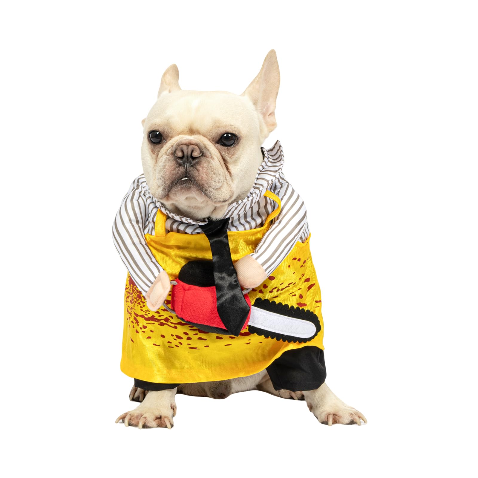 Costume d'Halloween pour chien jaune tronçonneuse vêtement réglable taille M